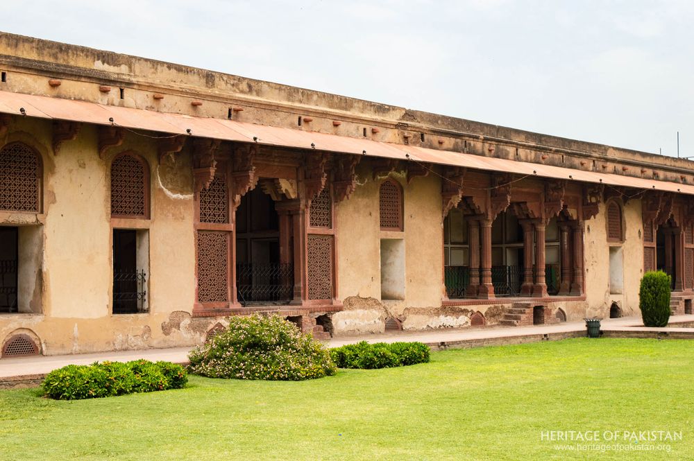 The eastern portico overlooks the central courtyard garden.